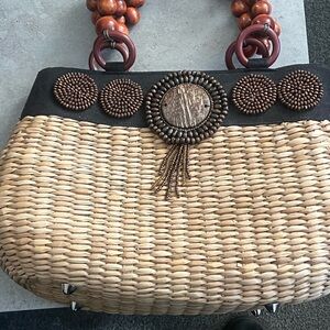 Elegant Tan and Brown Woven Handbag